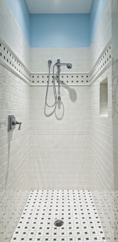 Elegant Shower with Decorative Tiles